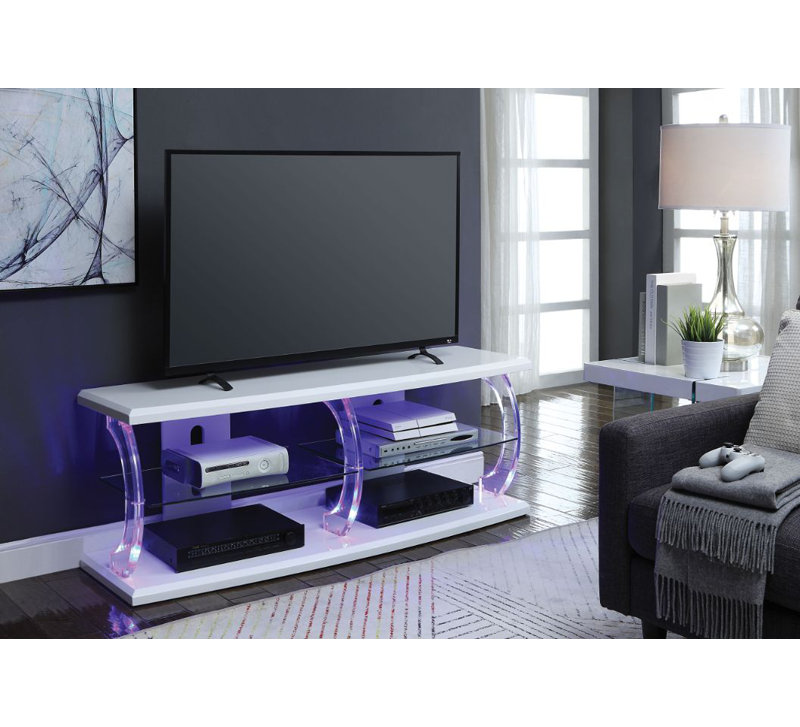 Meuble télé pour téléviseur de 55 po ou moins nokota, Blanc