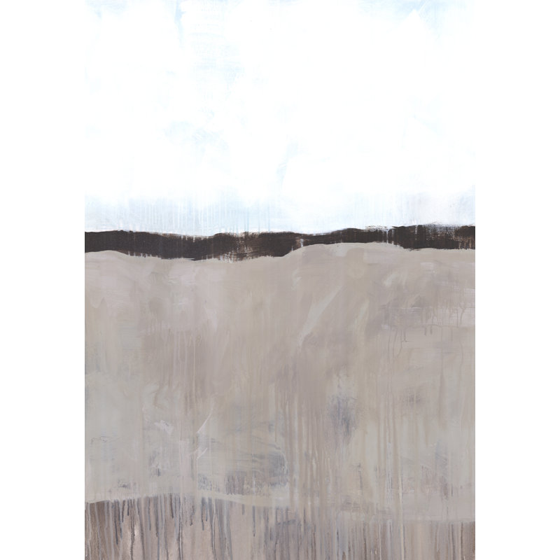 Vertical Drips Brown and White - Painting Print, Black Floater Framed, 46cm H x 30cm W