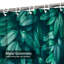 Rideau de douche à feuilles tropicales vert foncé et feuillage bleu avec 12 crochets-1495158361