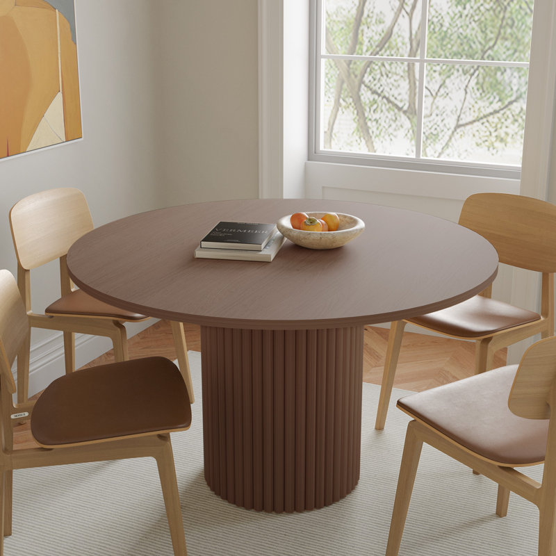 Astraea Round Wood Dining Table, 29.6"H x 47"L x 47"W, Walnut