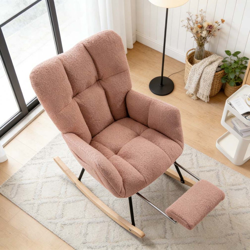 Chaise berçante Teddy, Pink-Footstool