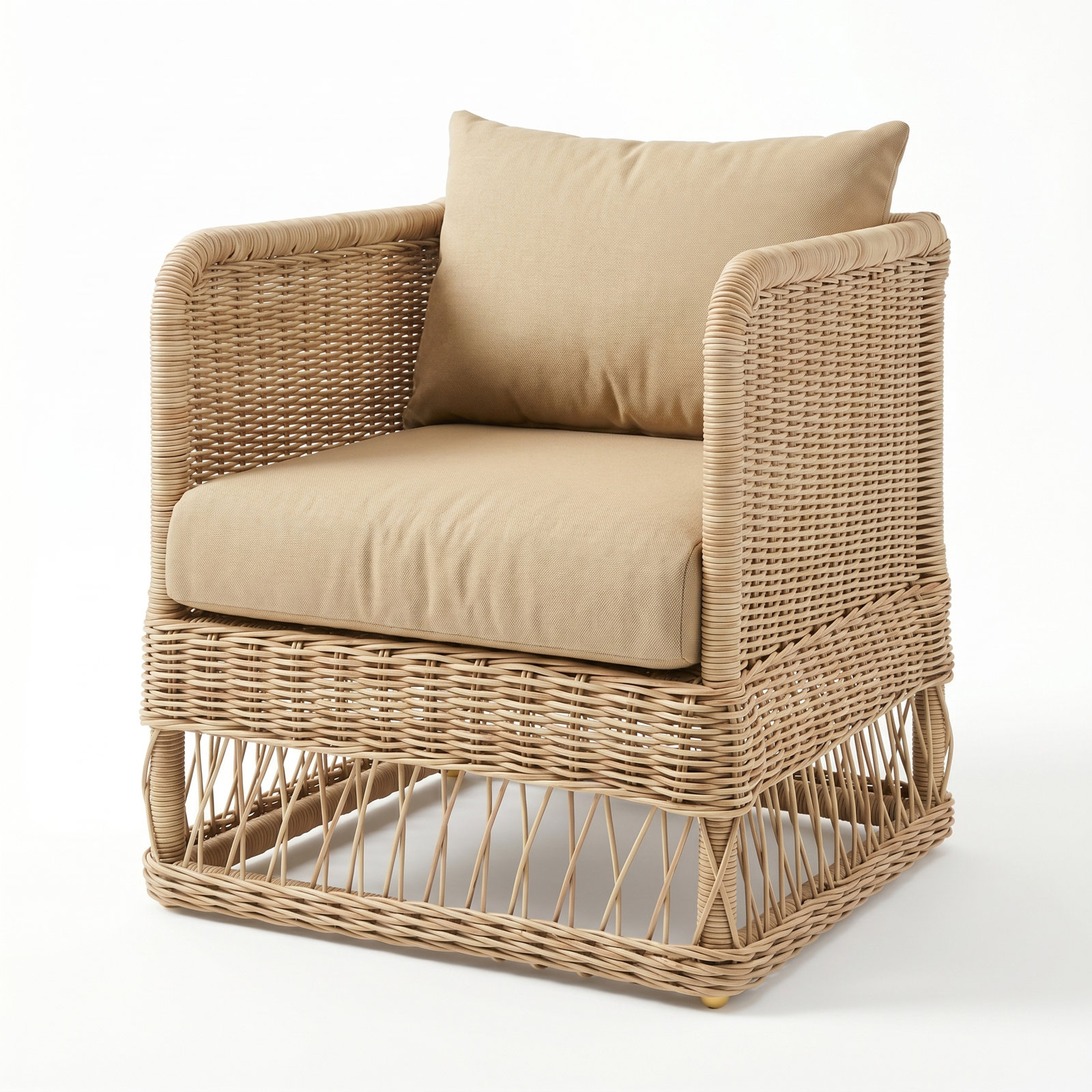 Margot Pebble Outdoor Patio Club Chairs, Brown, Canvas Beige