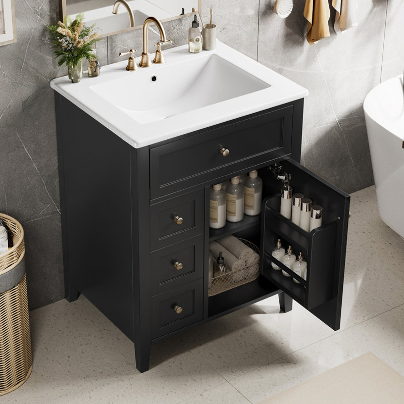 Meuble-lavabo moderne avec rangement spacieux et fabrication durable, parfait pour les petites et moyennes salles de bain