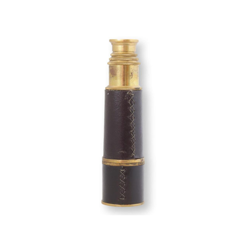 Antique English Leather Wrapped And Brass Telescope