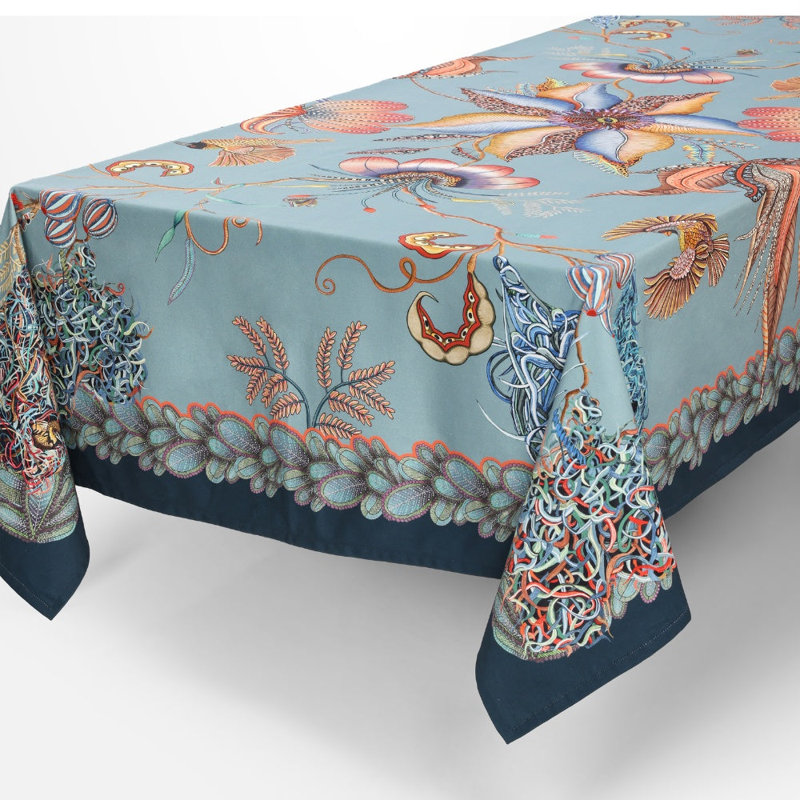 Thanda Nests Tablecloth - Cotton, Mist, 94" L x 63" W