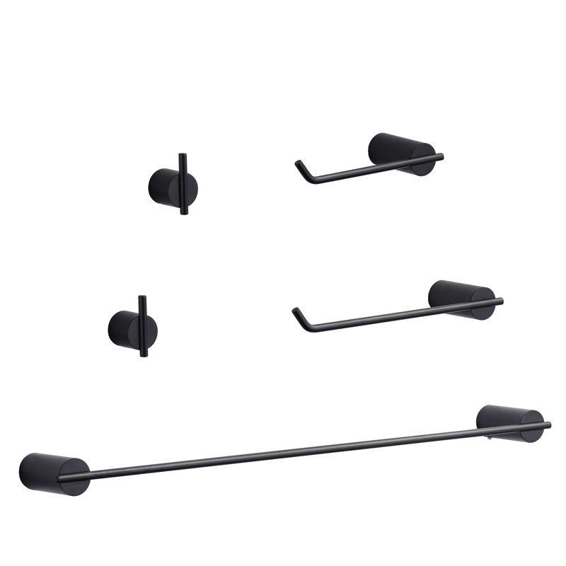 Matte Black 5-Piece Stainless Steel Bathroom Hardware Set