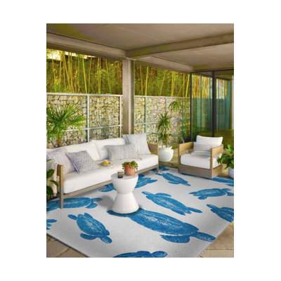 Tapis bleu tissé lavable à la machine