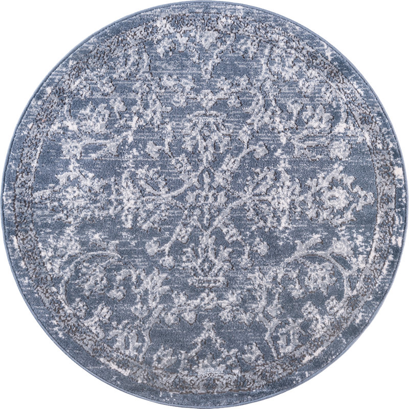 Tapis oriental bleu Charters Towers, Rond 3 pi 1 po