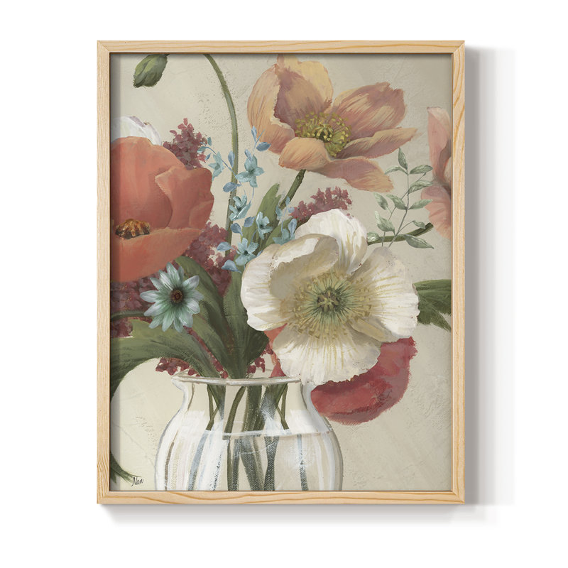 «Poppy Time I», reproduction encadrée - bois massif, Naturel, H 11 po x l 9 po