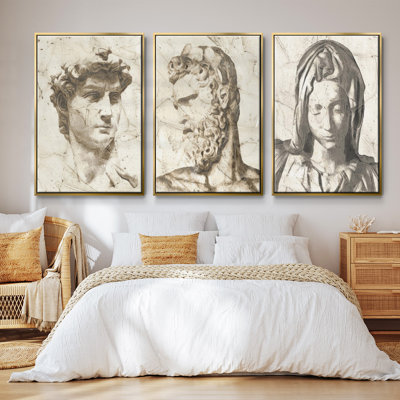 Classical Study I - Ensemble de 3 reproductions de photos sur toiles