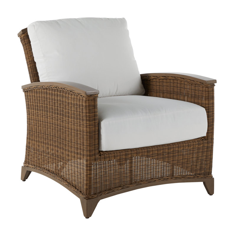 Astoria Woven Lounge Chair, Raffia/Oak, Dove Sunbrella® Linen, Welt