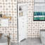 Grande armoire de coin de salle de bain autoportante avec tablettes réglables, portes et tiroirs triangulaires-2126382094