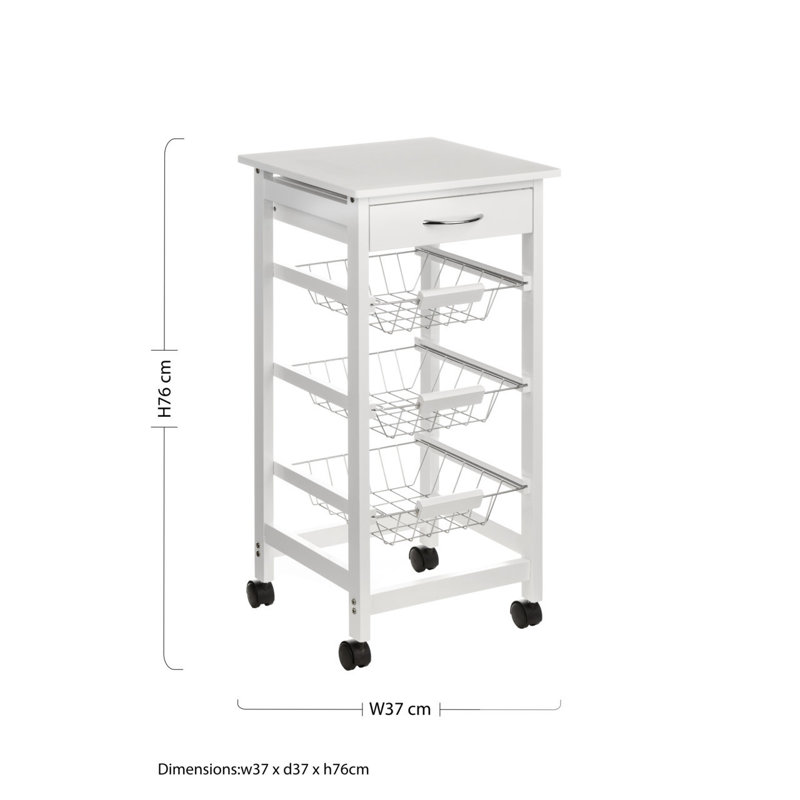 Solid Wood Top Kitchen Cart