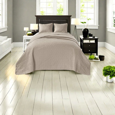 Comfortable Cotton Reversible Bedding Set, Khaki, Cottage Style, King Size