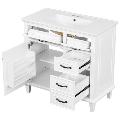 Meuble-lavabo de salle de bain avec lavabo et rangement polyvalent