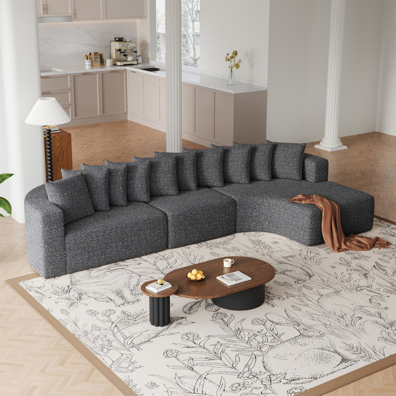 Ensemble de canapé modulaire en chenille de 131,1 pouces, Gris