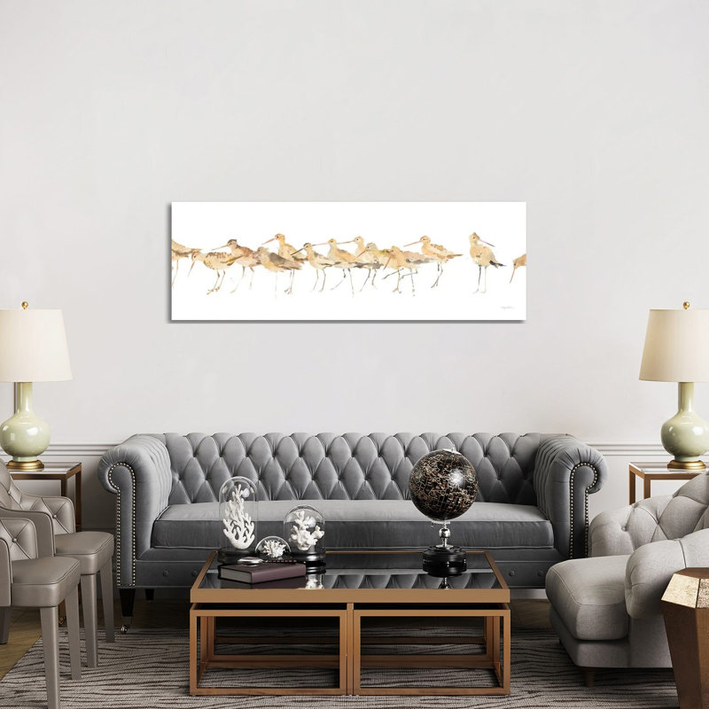 Aquarelle de bécasseaux - Giclée sur toile tendue avec châssis, H 20 po x l 60 po