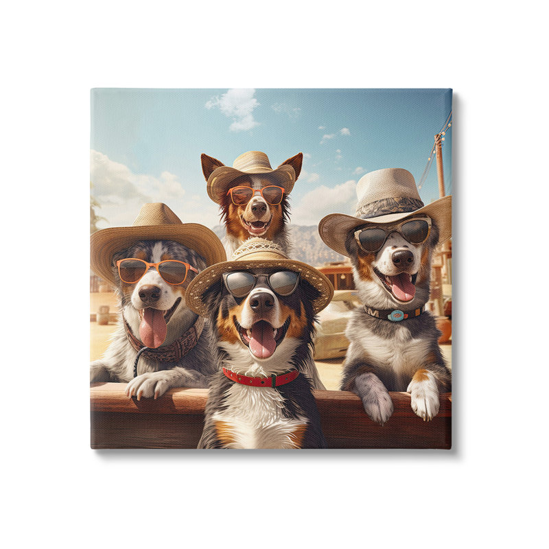 «Southwestern Cowboy Dogs», art mural sur toile par Jim Baldwin, H 36 po x l 36 po