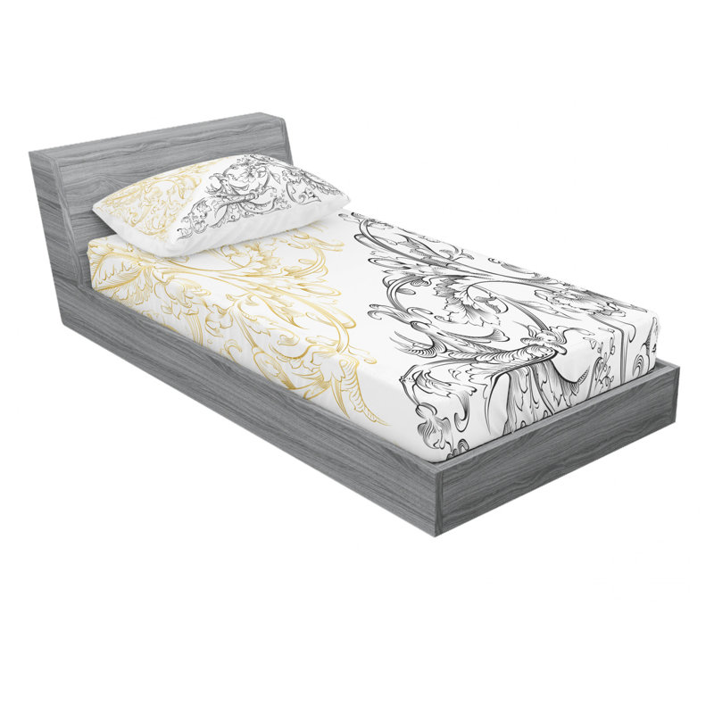 Microfiber Floral Sheet Set, Twin XL Sheet Set with Fitted Sheet
