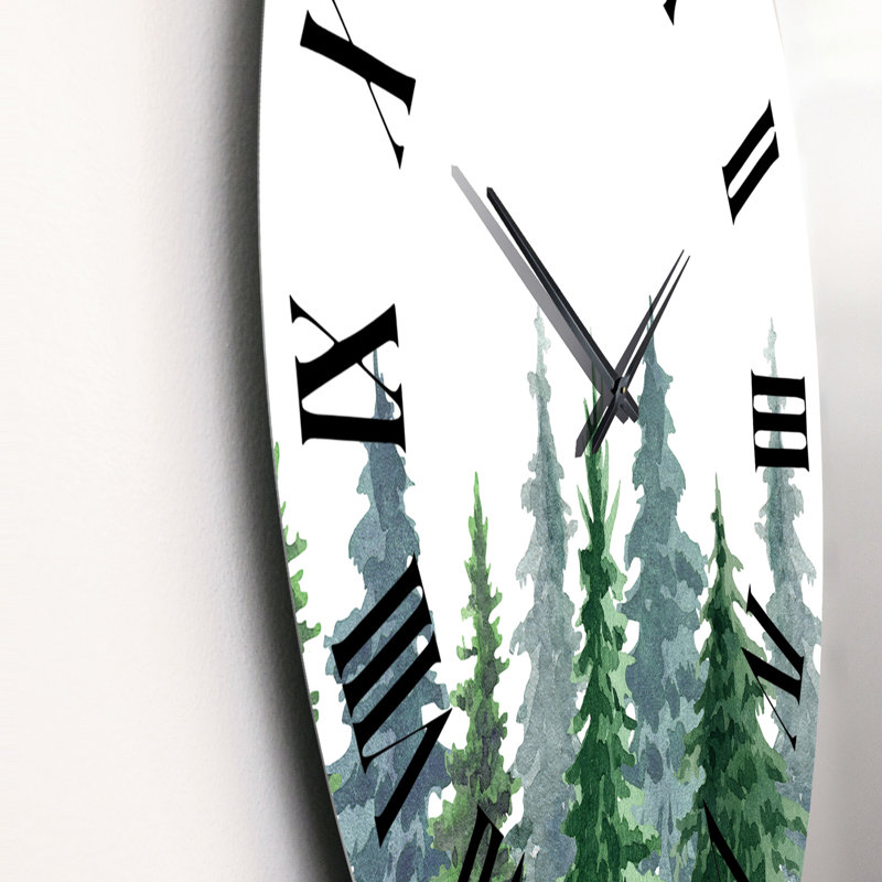 Mountain Landscape with Fir Trees II - Country Wall Clock, Large