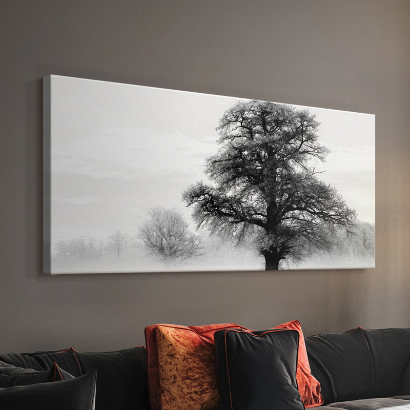 Inky Trees - Toile tendue avec châssis - Prêt à accrocher, H 16 po x l 32 po