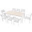 Ensemble de salle à manger extensible de 9 pièces pour patio, comprenant une table de jardin extensible pour 6 à 10 personnes avec plateau en imitation bois et 8 chaises empilables en textilène, en aluminium.-432830971
