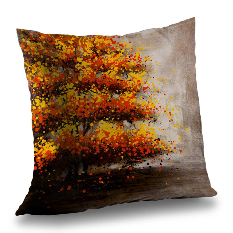 Dotted Tree Contemporary Poly Twill Throw Pillow – Poly Twill Throw Pillow with Insert, Double-Sided Print