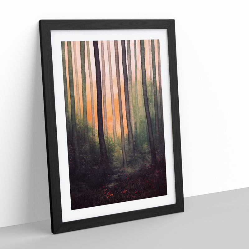 Watercolour Forest No.7 - Wall Art, Black Framed Paper, 36cm H x 27cm W, White