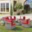 Cawanna 7 Piece Outdoor Rattan Seating Group with Cushions-1086494707-1082271948