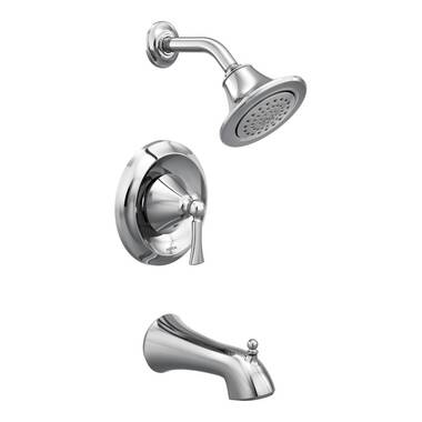 Moen Halle Spot Resist Brushed Nickel Posi-Temp Tub and Shower Trim Kit  Featuring Showerhead, Shower Lever Handle, and Tub Spout with Valve  Included, 82970SRN 