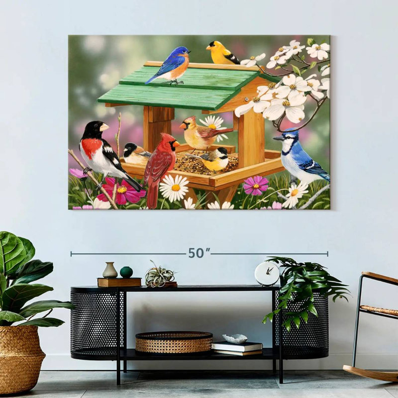 Crowle Backyard Birds Spring Feast, 34" H x 51" W