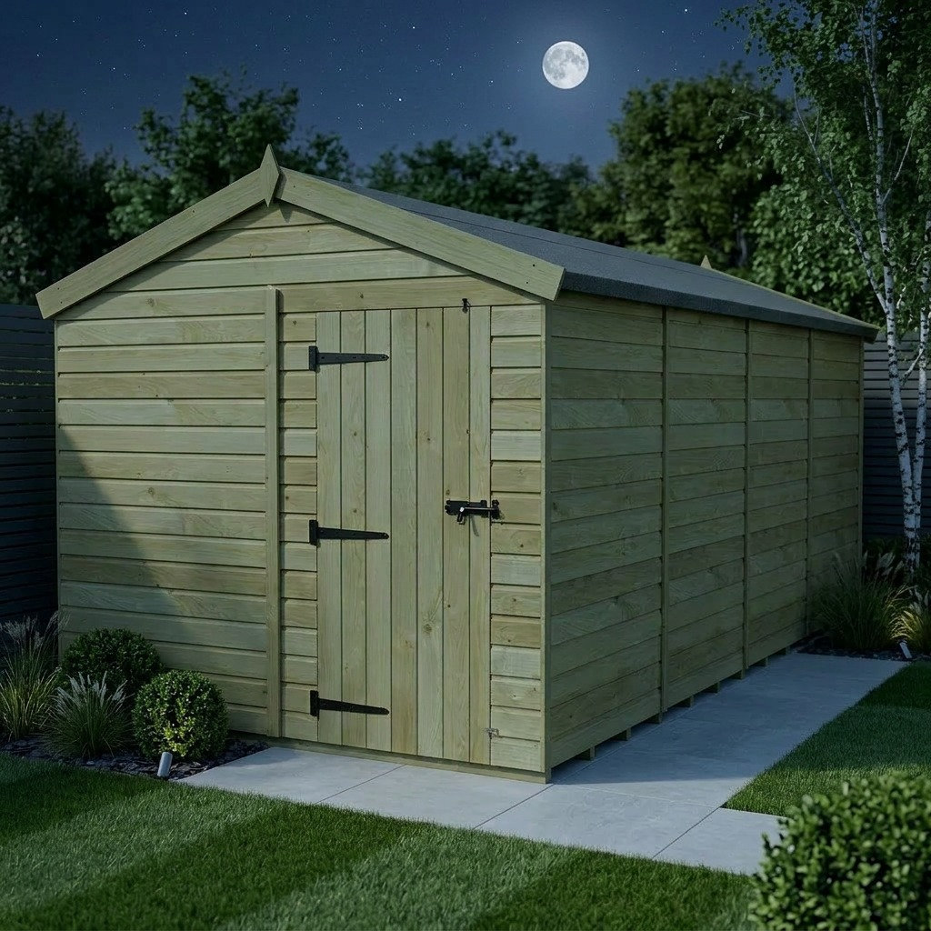 Total Sheds 8ft x 17ft Apex Garden Shed - Single Door - No Windows - Pressure Treated Timber - UK Manufactured