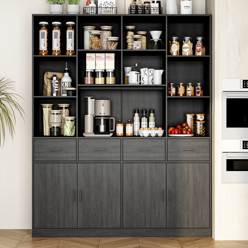 Garde-manger avec design moderne et rangement solide, Gris foncé