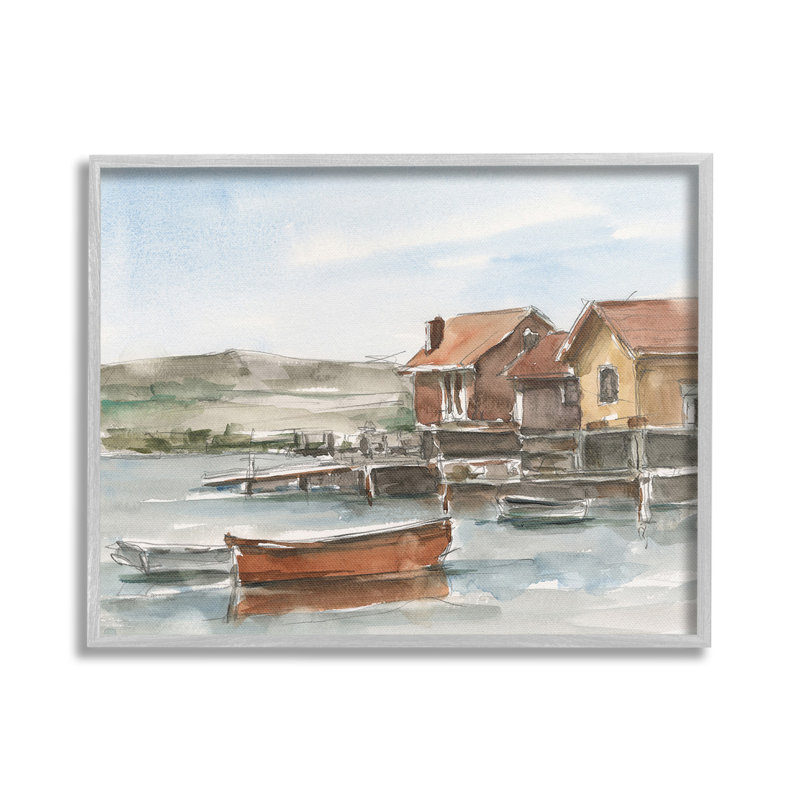 LakeHouseBoatsGicleeArtbyEthanHarper, Estampe numérique Farmhouse, H 24 po x l 30 po
