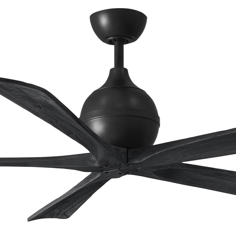 52" Irene 5-Blade Ceiling Fan with Wall Remote, 60", Matte Black, Matte Black