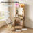 Fluted Makeup Vanity Desk With Mirror And Lights,Sound Sync LED Lights, Small Vanity Desk Fluted Makeup Vanity Table Set with Chair, Storage Drawer, Shelves, Bedroom,Modern Dressing Table For Bedroom-2014213404