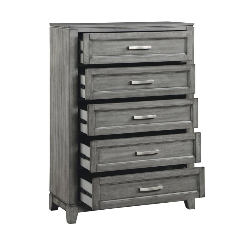 Commode de chambre grise, tiroirs gris