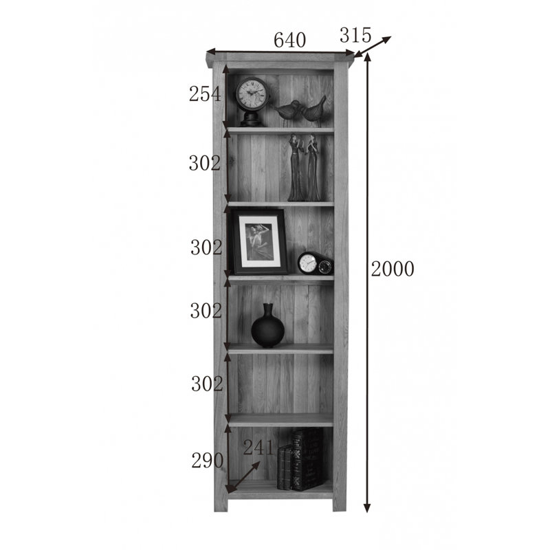 200 cm H Solid Wood Standard Bookcase, 200cm H x 64cm W x 31.5cm D