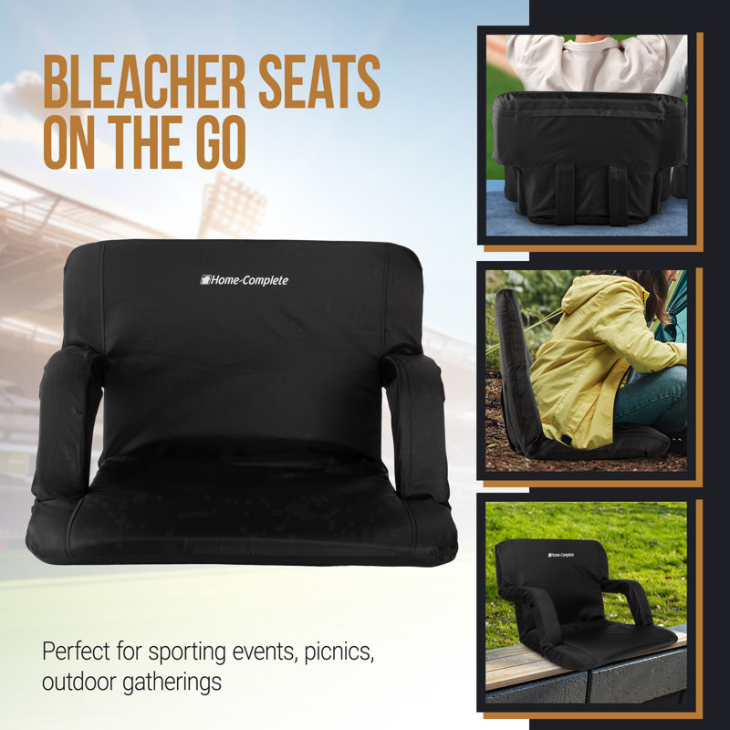 Home-Complete Stadium Chair - Padded Seat with Back Support, Armrests, Recline, Portable Straps