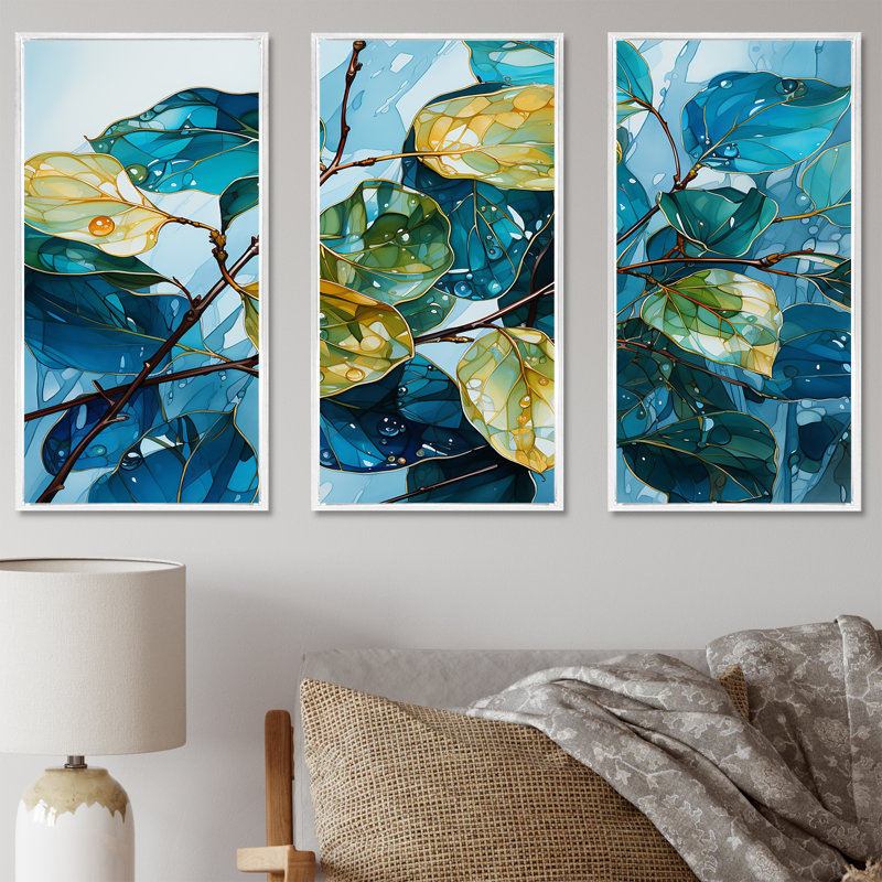 Ensemble de salon Leaves Charm, Cadre flottant blanc, H 28 po x l 36 po x P 1 po
