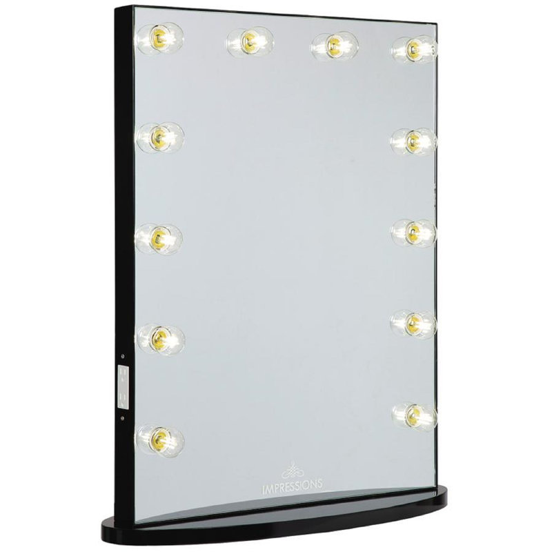 Hollywood Glow Lite XL Vanity Mirror with 12 Clear LED Bulbs Dressing Mirror with Dimmer Switch, Black