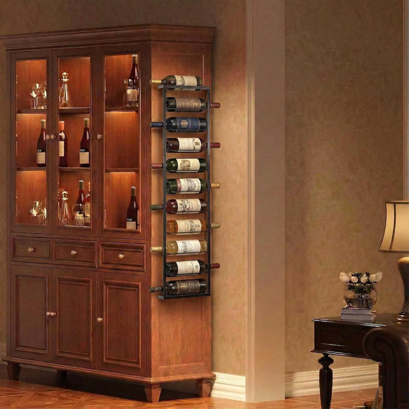 Wall Mounted Wine Rack: Metal Hanging 10 Bottle Wine Holder