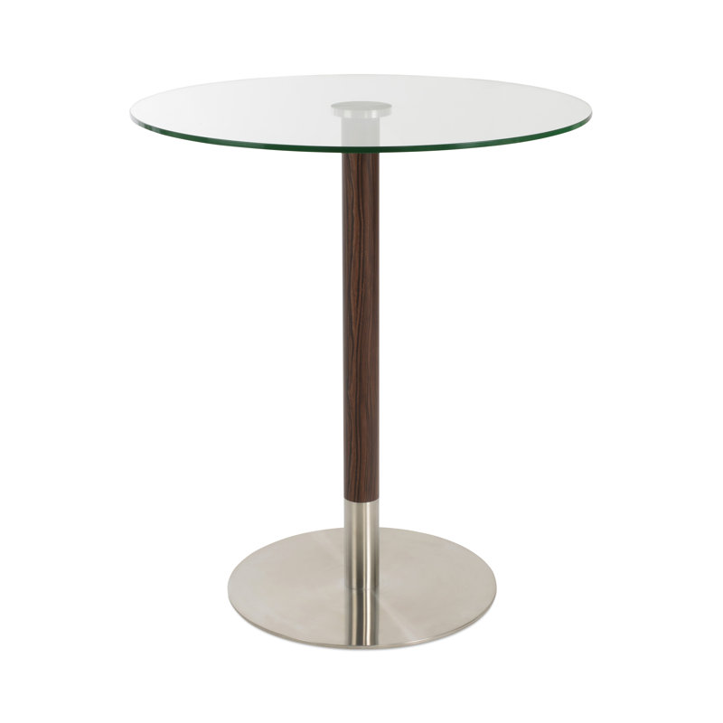 Table de salle à manger Tango, L 28 po x L 28 po, Table de bar (hauteur de 42,5 po), Brossé / noyer