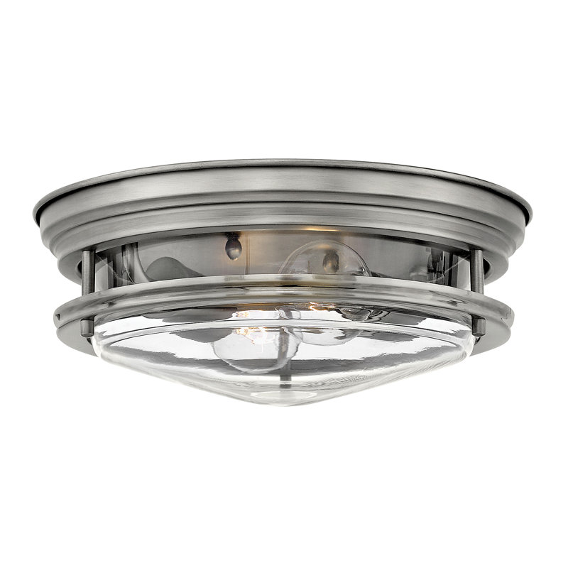 Hadley Two-Light Flush Mount Ceiling Light, Chrome, Incandescent, Clear