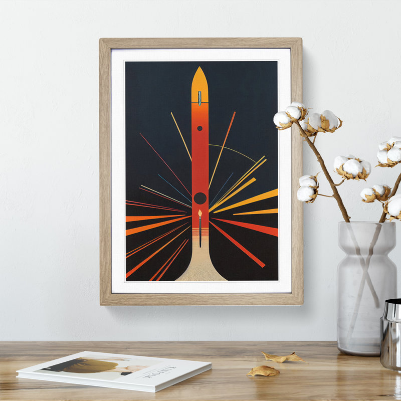 XV1022-751X Spaceship Art No.1 - Single Picture Frame Print, 64cm H x 46cm W x 2cm D, Oak