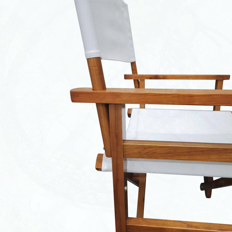 Wooden Director's Folding Chairs with Canvas, Set of 2