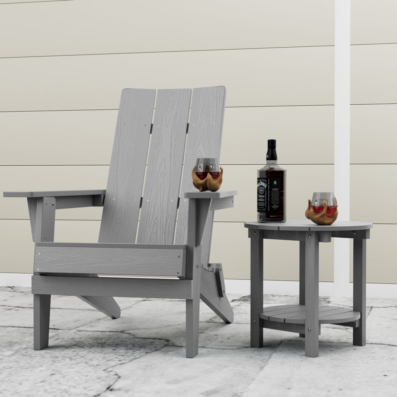 Foldable Outdoor Adirondack Set, Gray