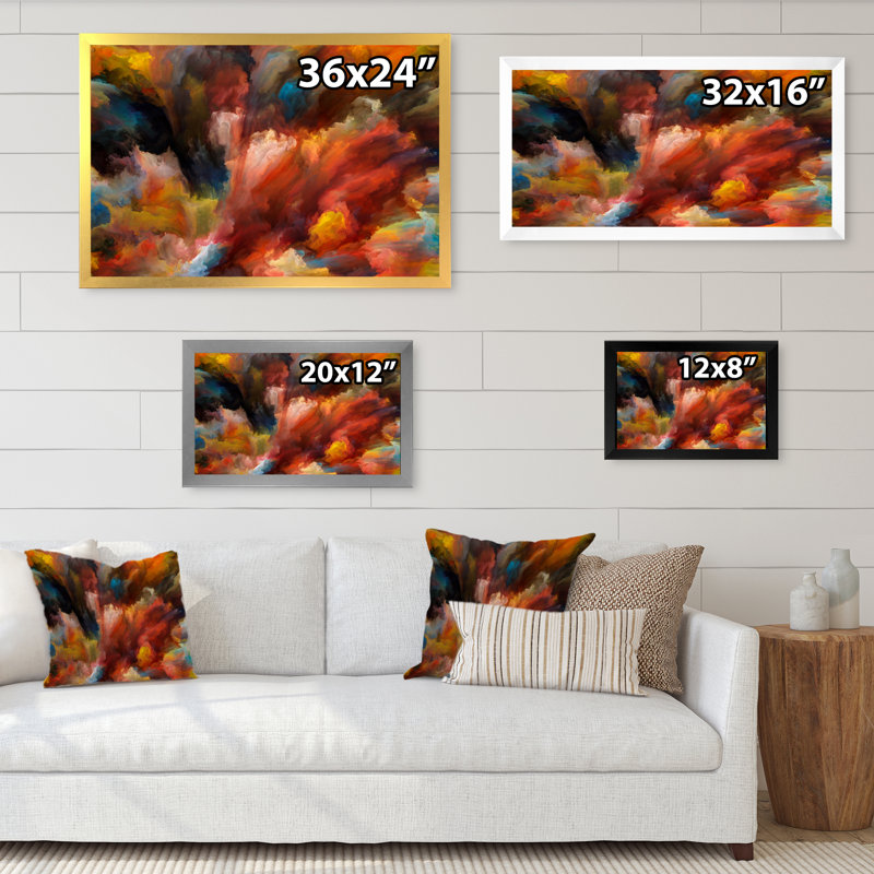 Vie de couleur liquide V - reproduction de cadre photo sur toile, Cadre doré, H 16 po x l 32 po x P 1 po
