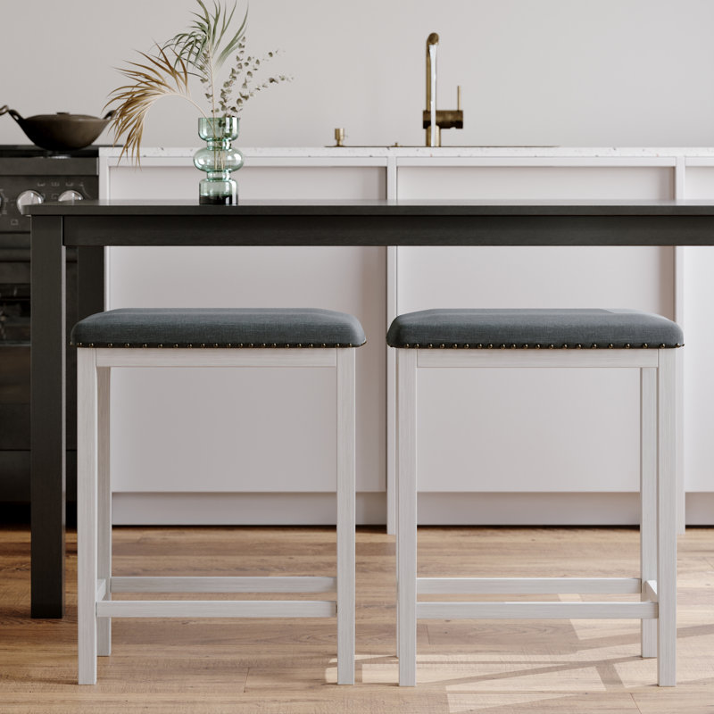Tabouret de bar Winston Porter, Blanc antique