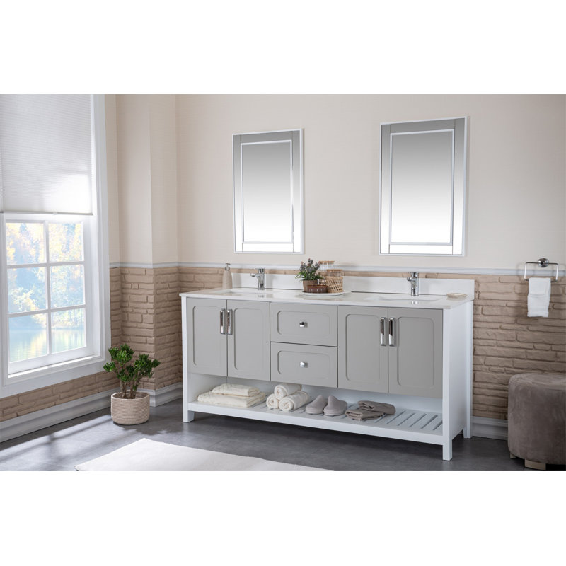 Meuble-lavabo double standard autoportant Cinamon 1800mm, gris